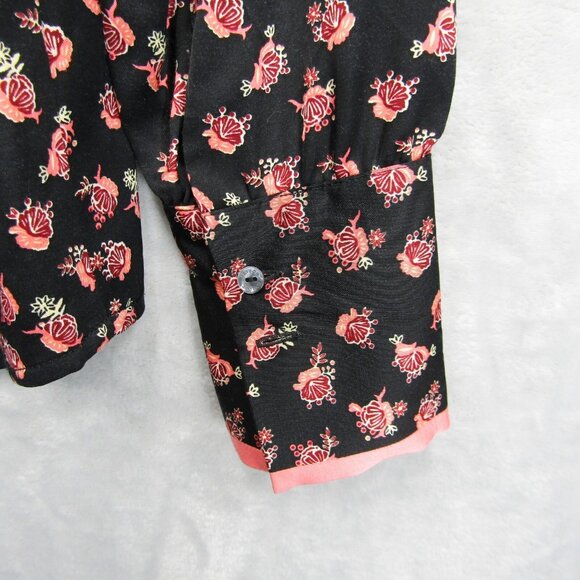 Scotch & Soda Shirt Womens XS Black Pink Floral Pamour Toujours Long Sleeve - Picture 5 of 10